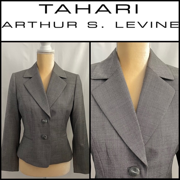 Tahari Arthur S. Levine gray blazer/jacket in a size 4P - Picture 1 of 9